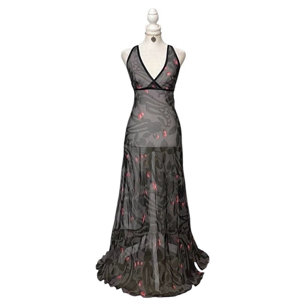 Victoria's Secret Black and Cream Halter Maxi Gown